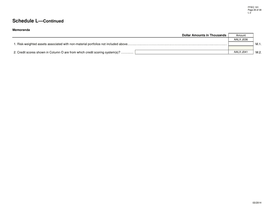 Form FFIEC101 Regulatory Capital Reporting for Institutions Subject to the Advanced Capital Adequacy Framework, Page 26
