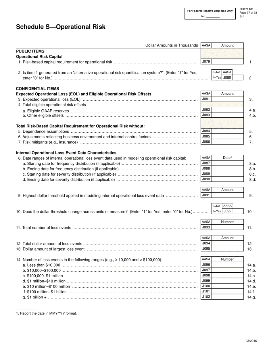 Form FFIEC101 Regulatory Capital Reporting for Institutions Subject to the Advanced Capital Adequacy Framework, Page 37
