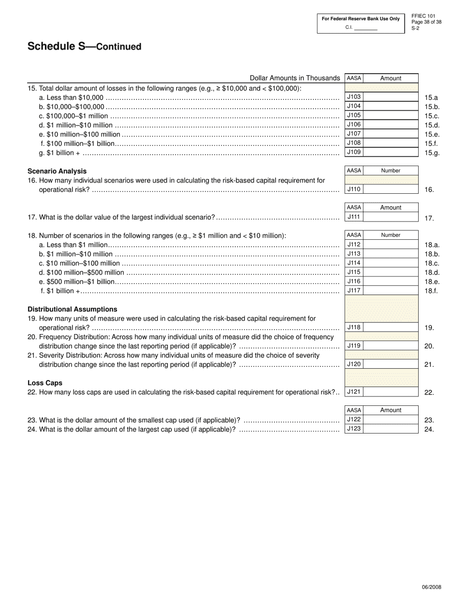 Form FFIEC101 Regulatory Capital Reporting for Institutions Subject to the Advanced Capital Adequacy Framework, Page 38
