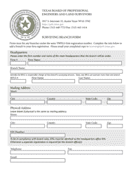 Document preview: Surveying Branch Form - Texas
