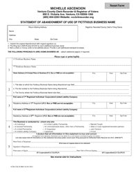 Form CCR CLK05 Statement of Abandonment of Use of Fictitious Business Name - Ventura County, California