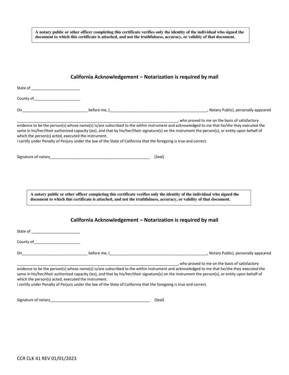 Form CCR CLK41 Statement of Termination of Domestic Partnership - Ventura County, California, Page 2