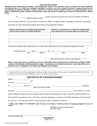 Formulario CCR VITAL01 Aplicacion Para Copia Certificada De Acta De Nacimiento - Ventura County, California (Spanish), Page 2