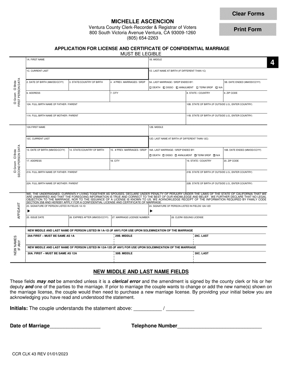 Form CCR CLK43 - Fill Out, Sign Online And Download Fillable PDF ...