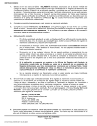 Formulario CCR VITAL08 Aplicacion Para Copia Certificada De Acta De Matrimonio - Ventura County, California (Spanish), Page 3