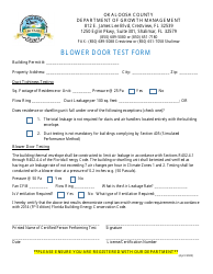 Document preview: Blower Door Test Form - Okaloosa County, Florida