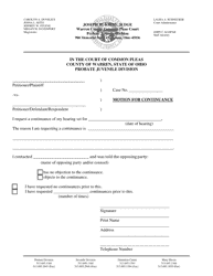 Document preview: Motion for Continuance - Warren County, Ohio