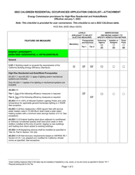 Document preview: Form HCD SHL620D Residential Occupancies Application Checklist - Attachment - California, 2022