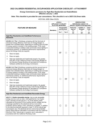 Form HCD SHL620D Residential Occupancies Application Checklist - Attachment - California, Page 2