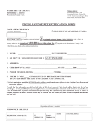 Pistol License Recertification Form - Westchester County, New York