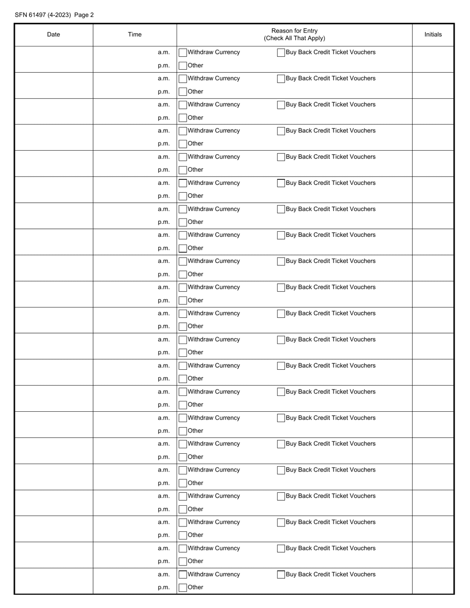 Form SFN61497 Electronic Pull Tabs - Device Access Log - North Dakota, Page 2