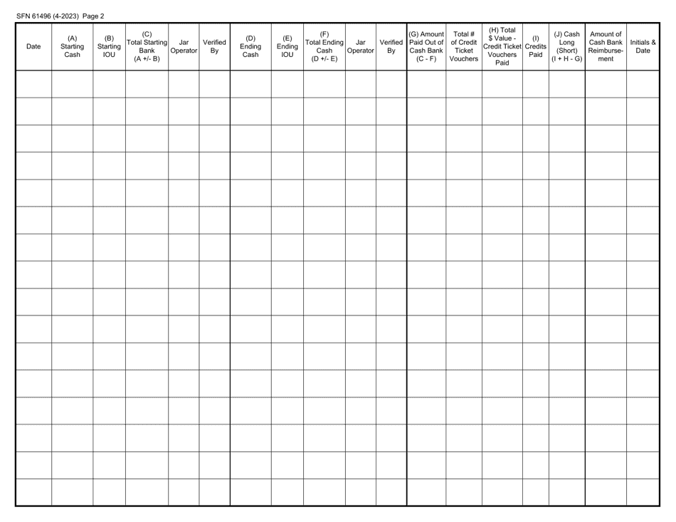 Form SFN61496 Electronic Pull Tabs Daily Employee Report - North Dakota, Page 2
