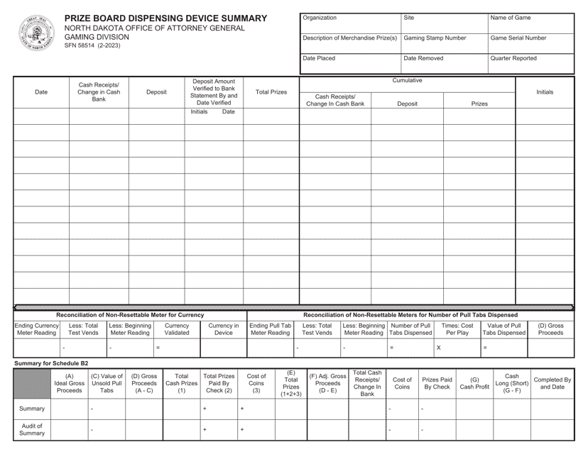 Form SFN58514  Printable Pdf