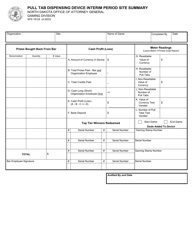 Document preview: Form SFN18124 Pull Tab Dispensing Device Interim Period Site Summary - North Dakota