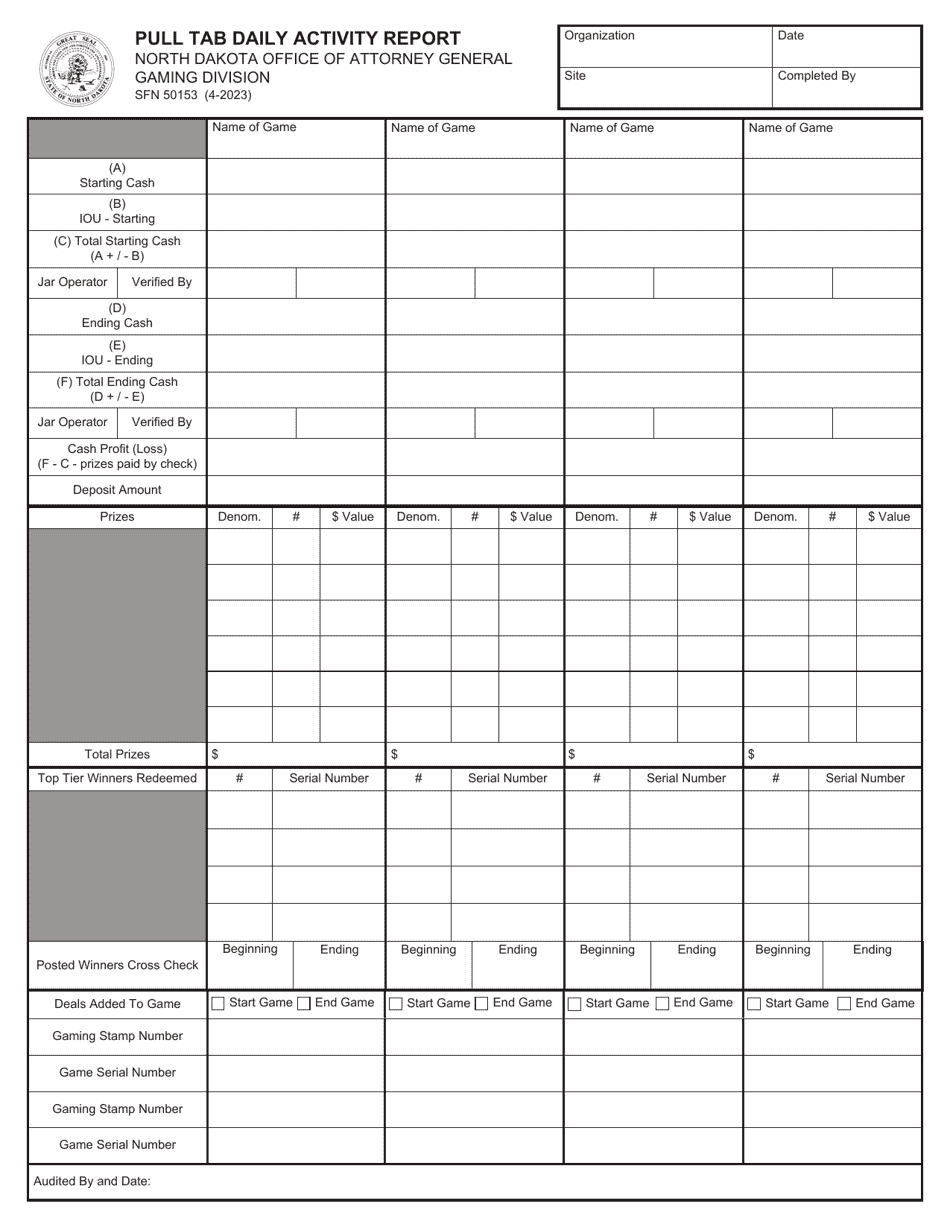 Form SFN50153 - Fill Out, Sign Online and Download Fillable PDF, North ...