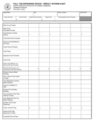 Document preview: Form SFN51685 Pull Tab Dispensing Device - Weekly Interim Audit - North Dakota