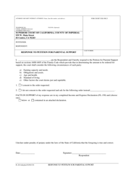 Document preview: Form FL-26 Response to Petition for Parental Support - Imperial County, California