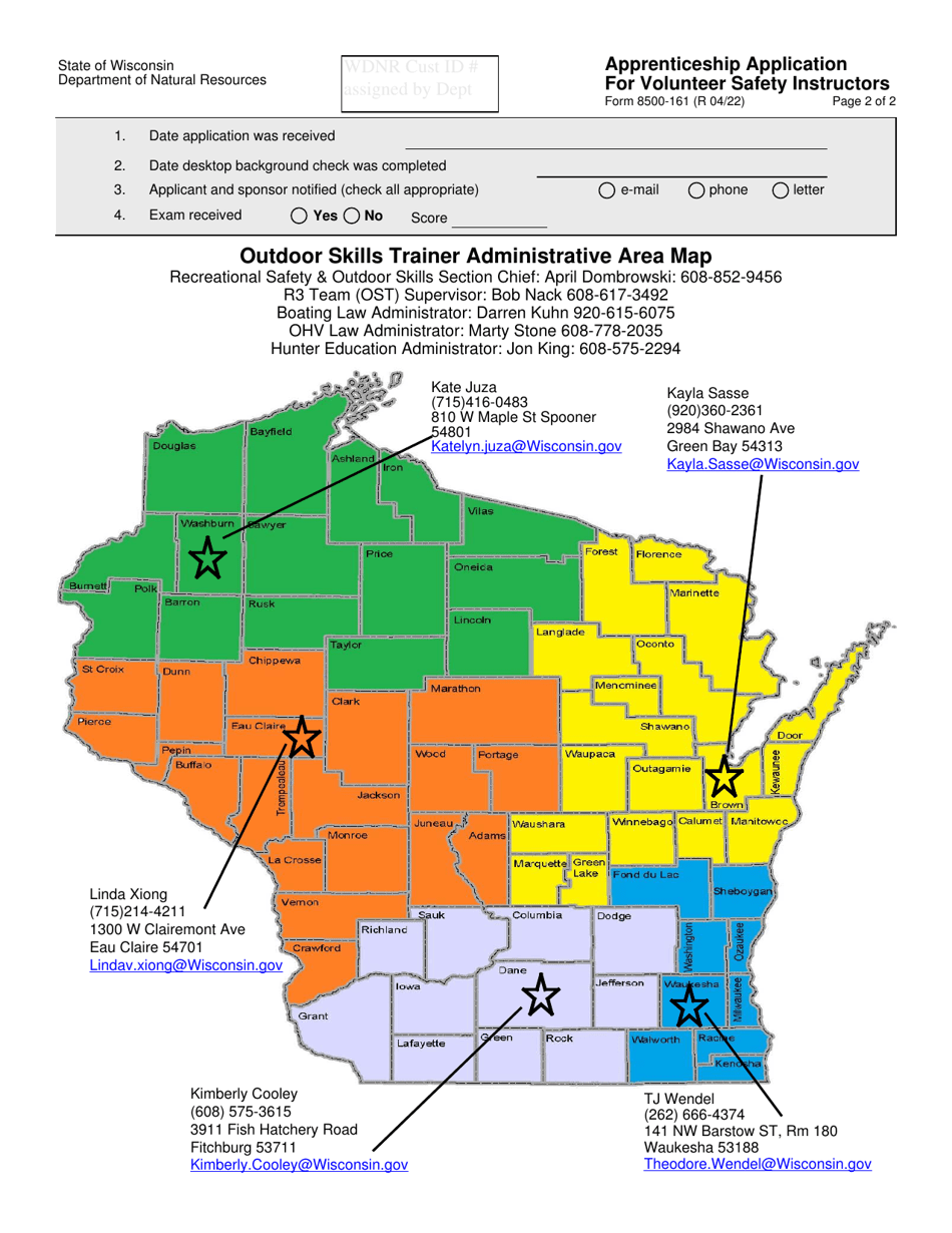Form 8500-161 Apprenticeship Application for Volunteer Safety Instructors - Wisconsin, Page 2