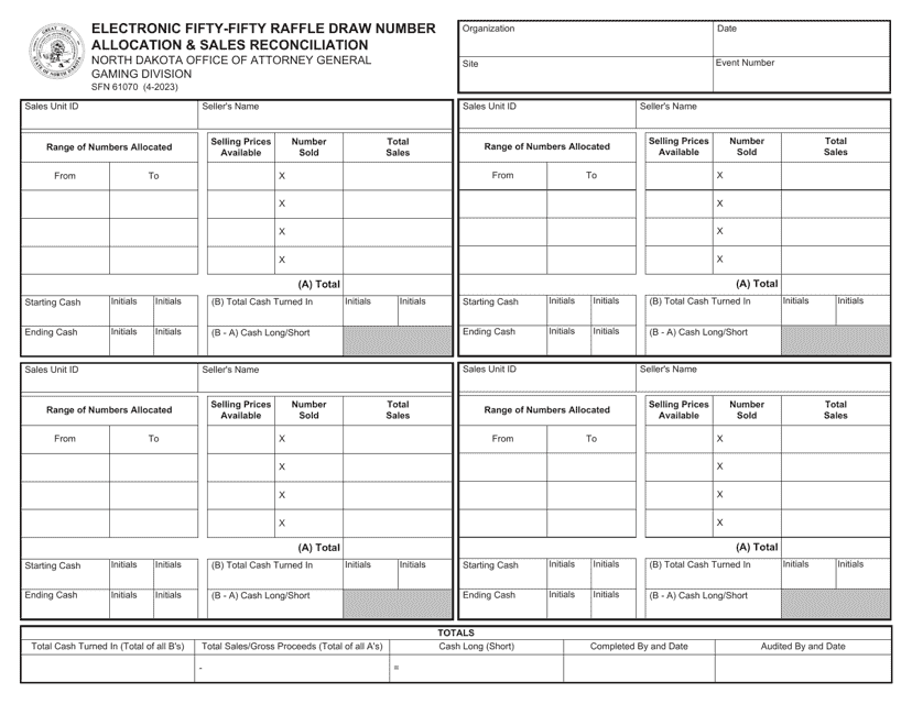 Form SFN61070  Printable Pdf