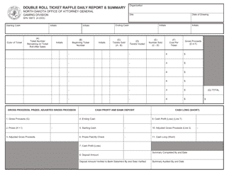 Form SFN18873 Double Roll Ticket Raffle Daily Report &amp; Summary - North Dakota