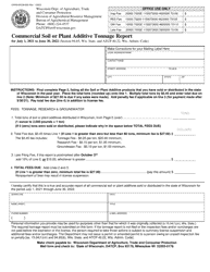 Form DARM-BACM-008 Commercial Soil or Plant Additive Tonnage Report - Wisconsin