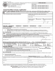 Form DARM-BACM-002 Annual Fertilizer License Application - Wisconsin