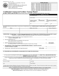 Form DARM-BACM-003 Confidential Commercial Fertilizer Tonnage Report - Wisconsin