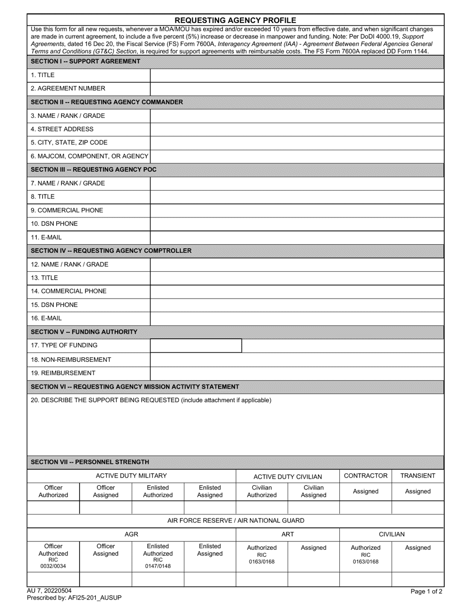 AU Form 7 - Fill Out, Sign Online and Download Fillable PDF ...