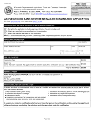 Document preview: Form TR-WM-102 Aboveground Tank System Installer Examination Application - Wisconsin