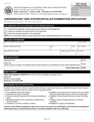 Document preview: Form TR-WM-116 Underground Tank System Installer Examination Application - Wisconsin