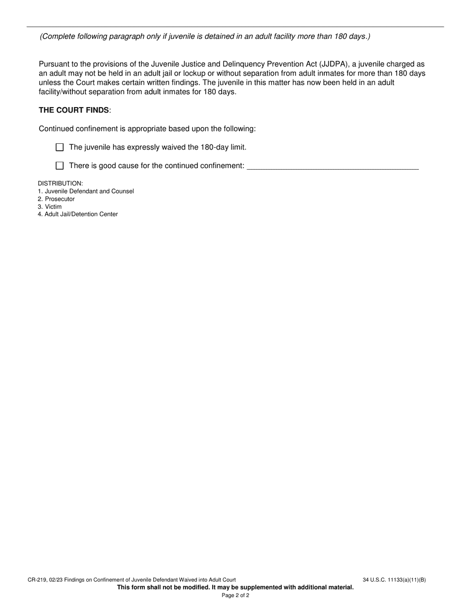 Form CR219 Fill Out, Sign Online and Download Printable PDF