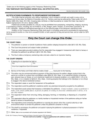 Form CV-406 Temporary Restraining Order and Notice of Injunction Hearing (Harassment) - Wisconsin, Page 2