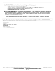 Form CV-406 Temporary Restraining Order and Notice of Injunction Hearing (Harassment) - Wisconsin, Page 3