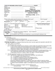 Document preview: Form CV-428 Petition for Temporary Restraining Order and/or Petition and Motion for Injunction Hearing (Individual at Risk) - Wisconsin