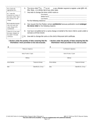 Form CV-456 Petition for Confidential Name Change for Minor Child Under 14 - Wisconsin, Page 2