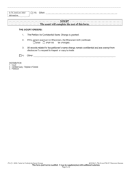 Form CV-471 Order for Confidential Name Change - Wisconsin, Page 2