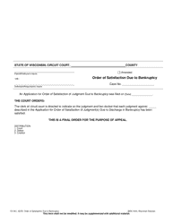 Document preview: Form CV-901 Order of Satisfaction Due to Bankruptcy - Wisconsin