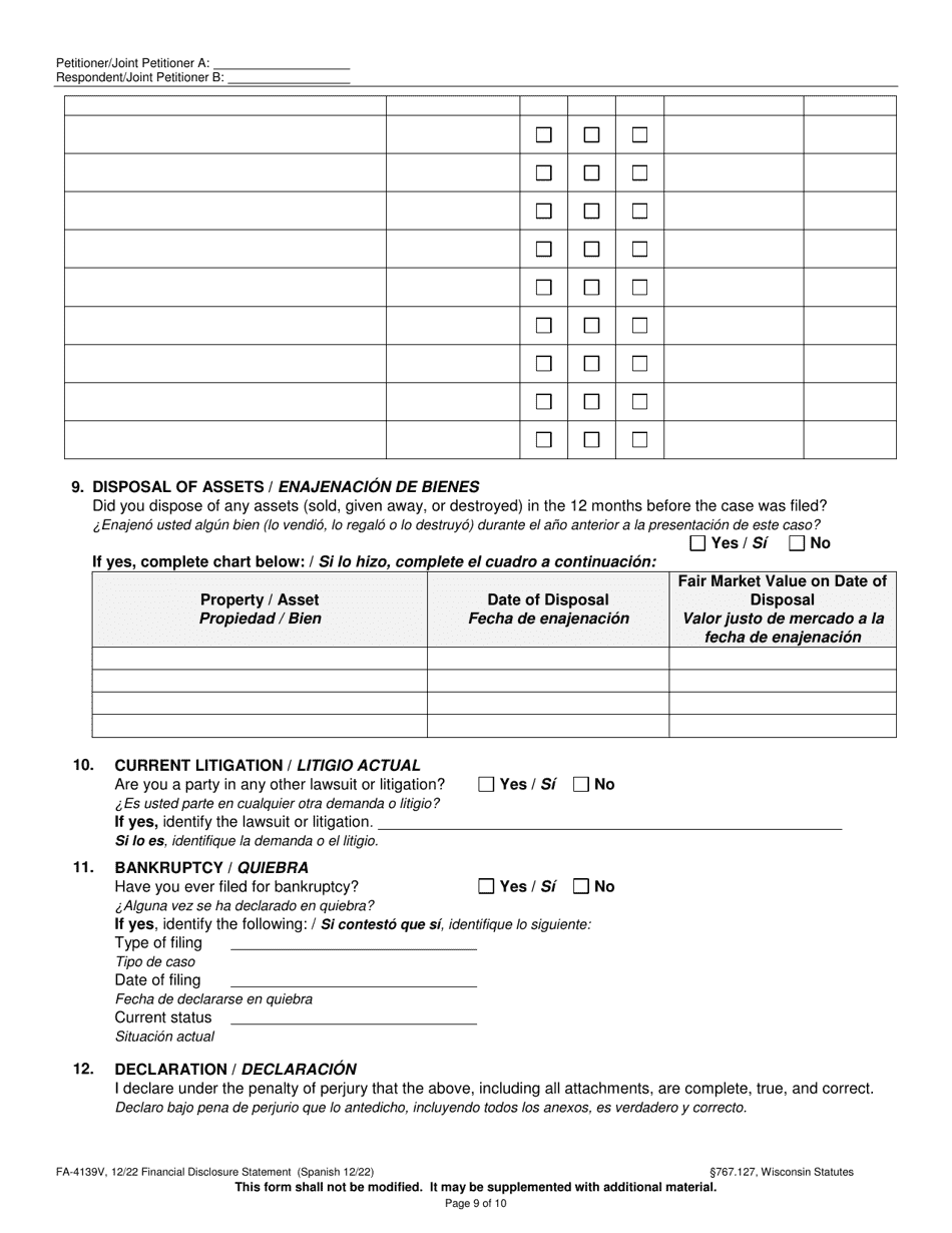 Form FA-4139V Download Printable PDF or Fill Online Financial ...