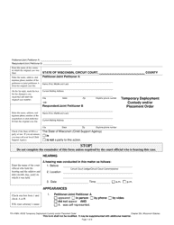 Form FA-4188V Temporary Deployment Custody and/or Placement Order - Wisconsin