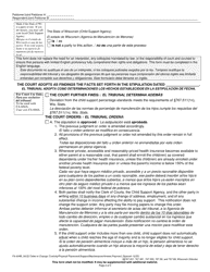 Form FA-604B Order on Stipulation to Change: Custody/Physical Placement/Support/Maintenance/Arrears Payment - Wisconsin (English/Spanish), Page 2