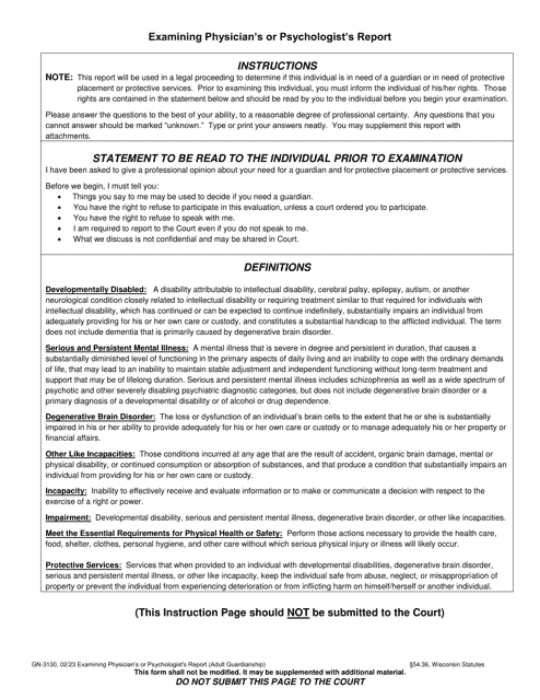 Form GN-3130  Printable Pdf