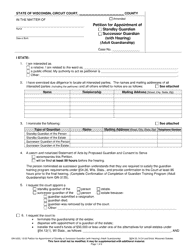 Document preview: Form GN-3435 Petition for Appointment of Standby Guardian/Successor Guardian (With Hearing) (Adult Guardianship) - Wisconsin