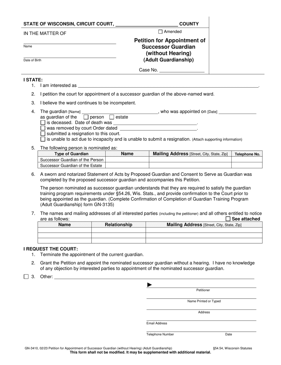 Form GN-3410 Download Printable PDF or Fill Online Petition for ...