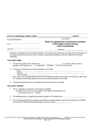 Form GN-3423 Order for Appointment of Successor Guardian of the Estate (Without Hearing) (Adult Guardianship) - Wisconsin