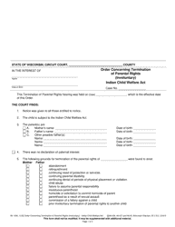 Form IW-1639 Order Concerning Termination of Parental Rights (Involuntary) Indian Child Welfare Act - Wisconsin