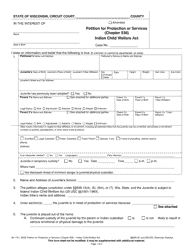 Form IW-1721 Petition for Protection or Services (Chapter 938) - Indian Child Welfare Act - Wisconsin