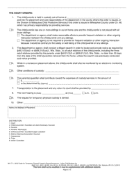 Form IW-1711 Order for Temporary Physical Custody Secure/Nonsecure - Indian Child Welfare Act - Wisconsin, Page 3