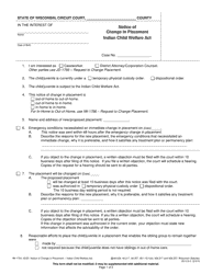 Document preview: Form IW-1754 Notice of Change in Placement - Indian Child Welfare Act - Wisconsin