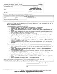 Form IW-1700 Notice of Permanency Hearing - Indian Child Welfare Act - Wisconsin