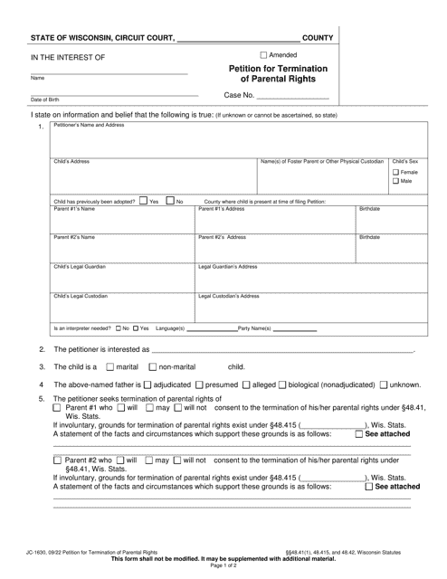 Form JC-1630  Printable Pdf